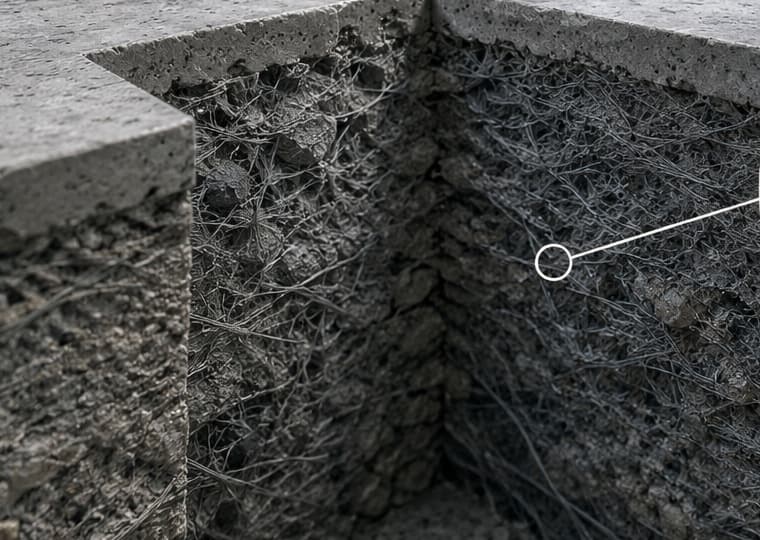 Fibre reinforcement dispersed through a concrete section
