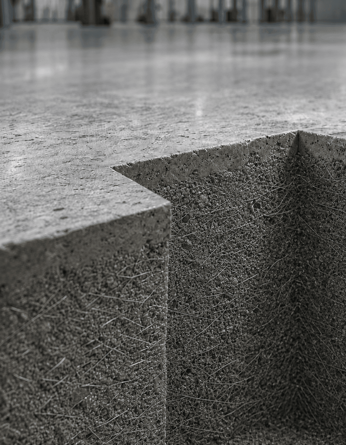 Macro fibre reinforcement in a ground slab section